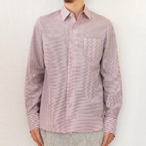 multiple core }`vRA border weave cloth mix pattern shirt umber rose1