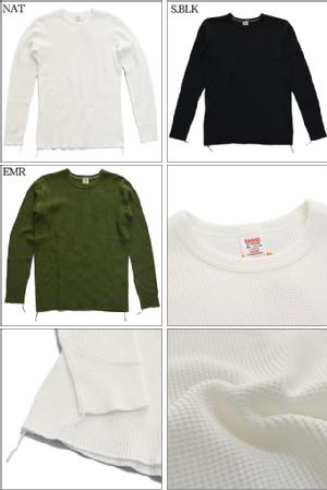 BARNS OUTFITTERS バーンズ アウトフィッターズ BIG WAFFLE THERMAL VINTAGE LONG SLEEVE CREW NECK
