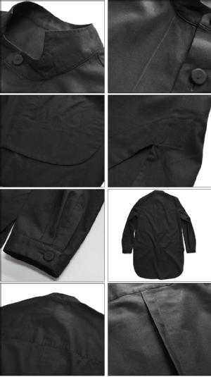 multiple core マルチプルコア 綿ボイル スタンドカラーオーバーシャツ Black