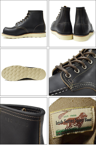 RED WING bhEBO y9874zIrish Setter 6" Moc-toe Black "Klondike"