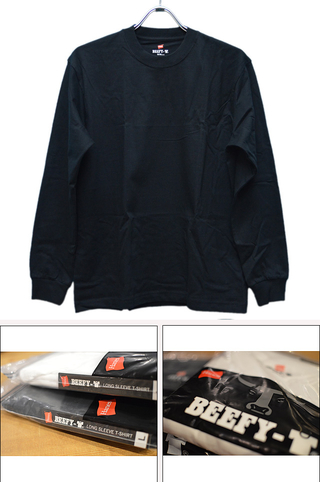 HANES wCY BEEFY LONG SLEEVE T-SHIRT H5186-090 BLACK