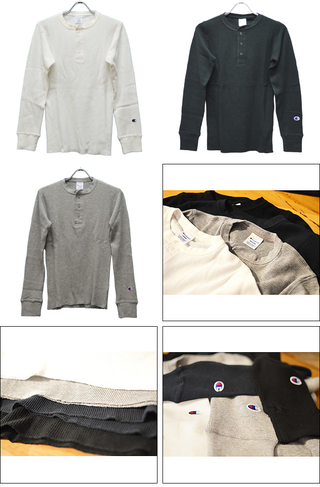 Champion `sI WAFFLE HENLEY NECK LONG SLEEVE T-SHIRT C3-E431