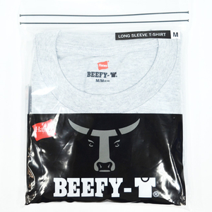 HANES wCY BEEFY LONG SLEEVE T-SHIRT GRAY H5186-060